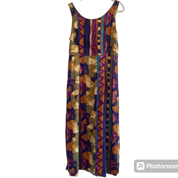 Debra Martin Vintage Geometric Print Sleeveless Maxi Dress Size 14 - Picture 2 of 4